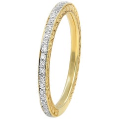 14 Karat Yellow Gold Micro Set Pave Diamond Eternity Ring 0.18 Carat