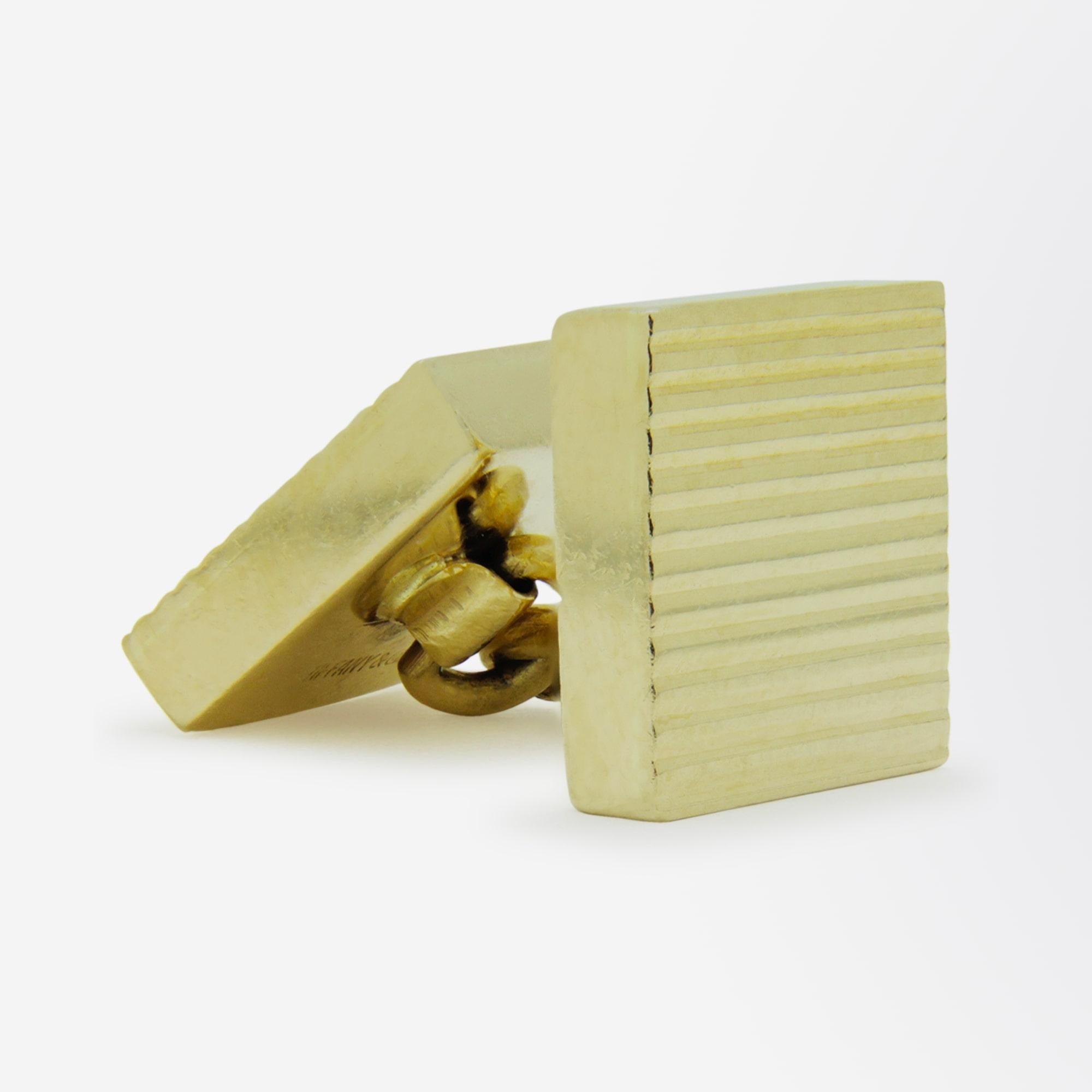 Modernist 14 Karat Yellow Gold, Midcentury Cufflinks by Tiffany & Co.