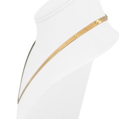 14 Karat Yellow Gold Milor Flat Herringbone Link Chain Necklace Italy