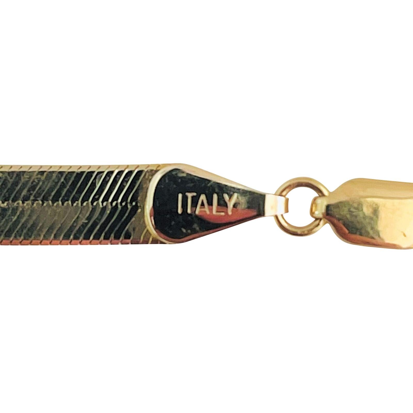 14 Karat Yellow Gold Milor Flat Herringbone Link Chain Necklace Italy 3