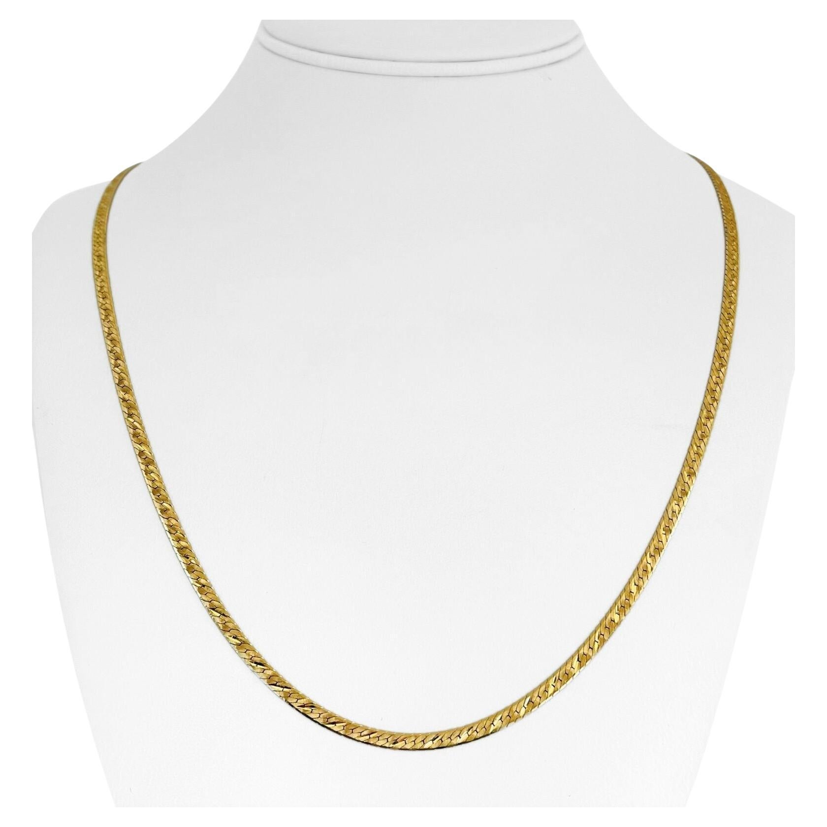 Vintage 1990s 14 Karat Yellow Gold Wide Herringbone Necklace For Sale