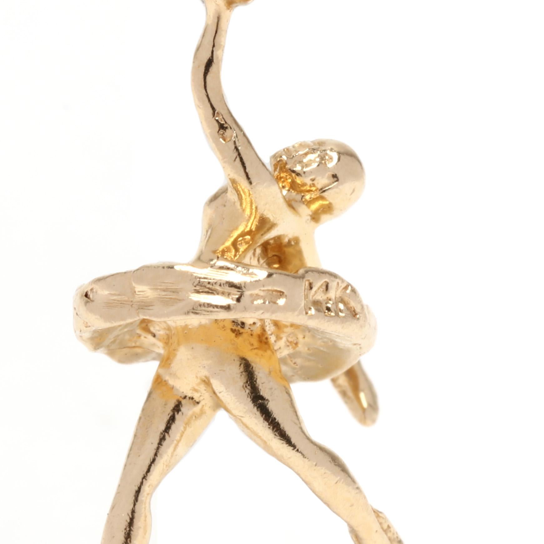 Women's or Men's 14 Karat Yellow Gold Mini Ballerina Charm