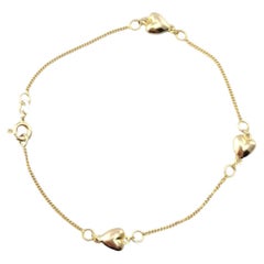 14 Karat Yellow Gold Mini Hearts Station Bracelet #21488