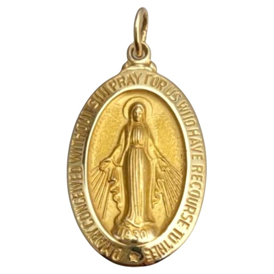 14 Karat Gelbgold Miraculous Medal Anhänger #21990