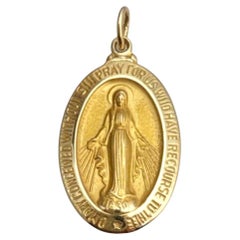 14 Karat Gelbgold Miraculous Medal Anhänger #21990