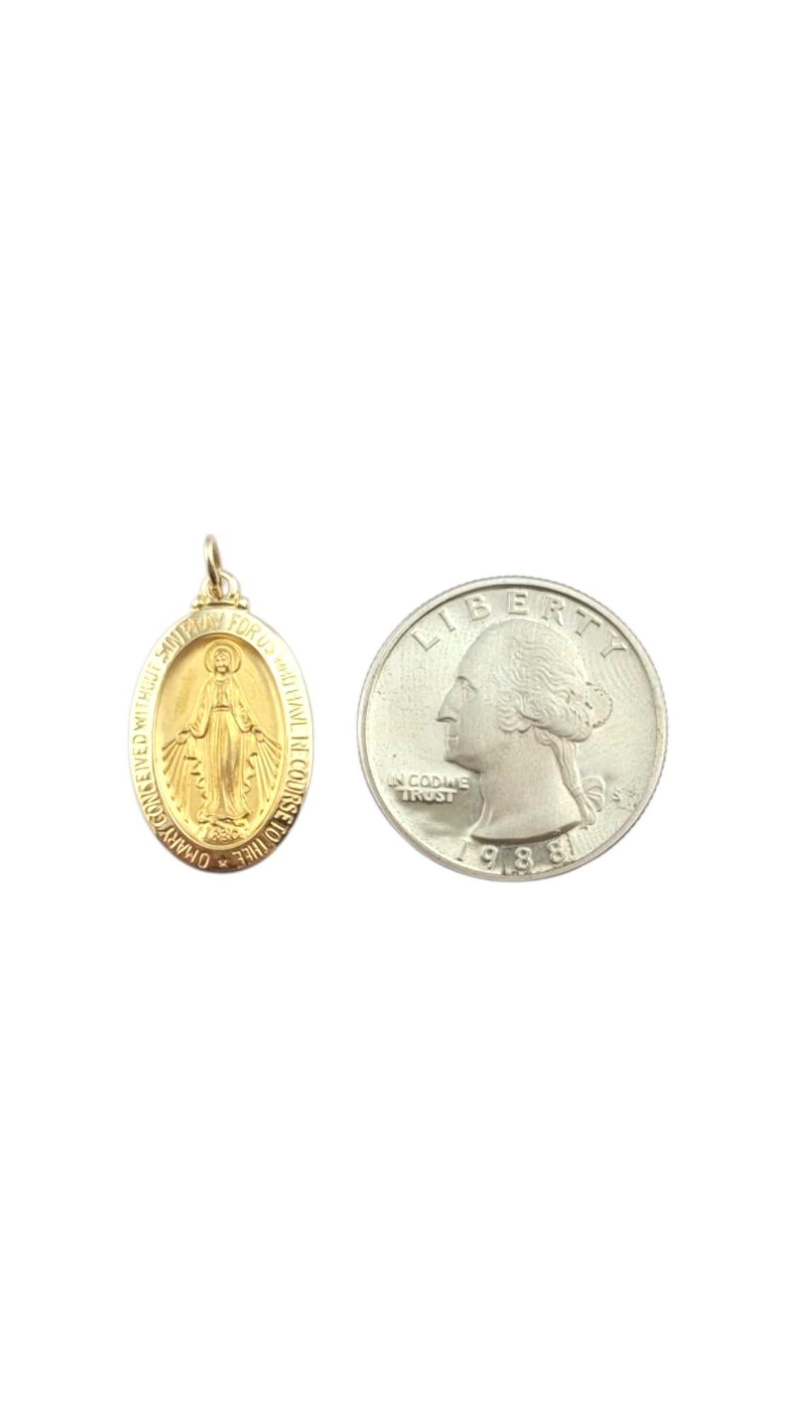 Pendentif Médaille Miraculeuse en or jaune 14 carats #23565 en vente 3