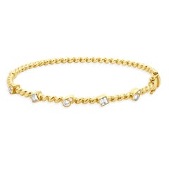 14 Karat Yellow Gold Mixed Diamond Bangle Bracelet