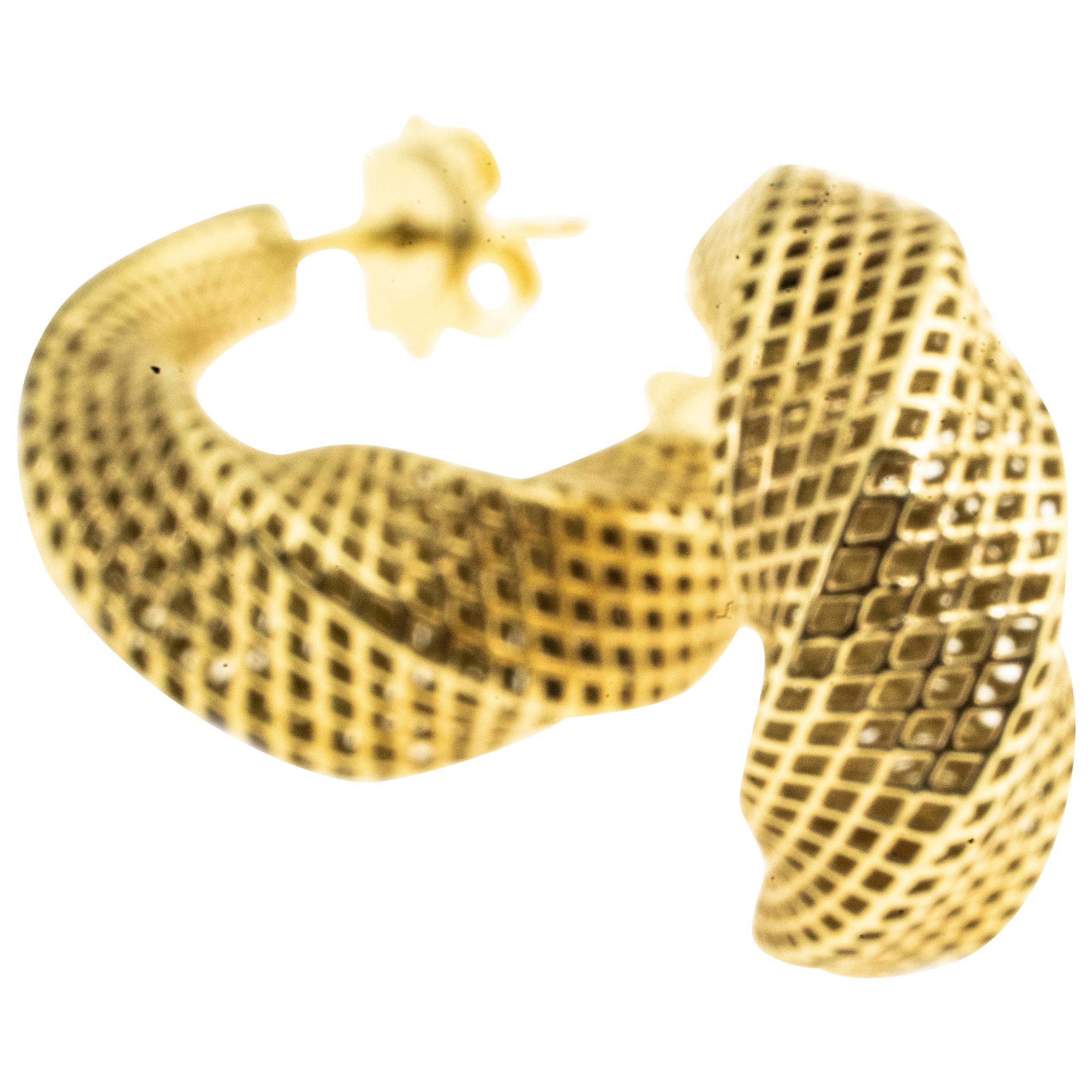 14 Karat Yellow Gold Mobius Earrings 360 Degrees Twist