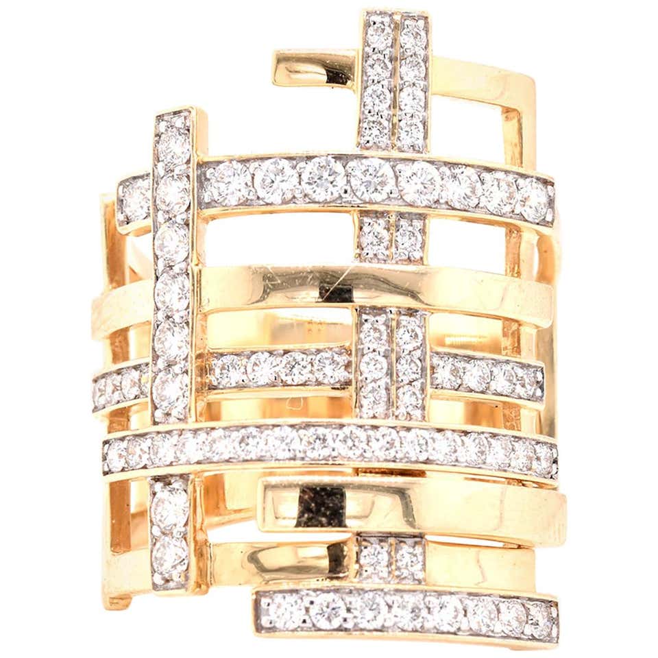 Geometric Gold Ring For Sale at 1stDibs