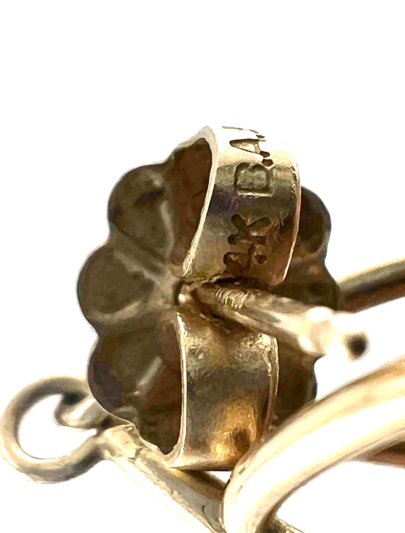 14 Karat Yellow Gold Modernist Dangle Long Hooped Earrings For Sale 4