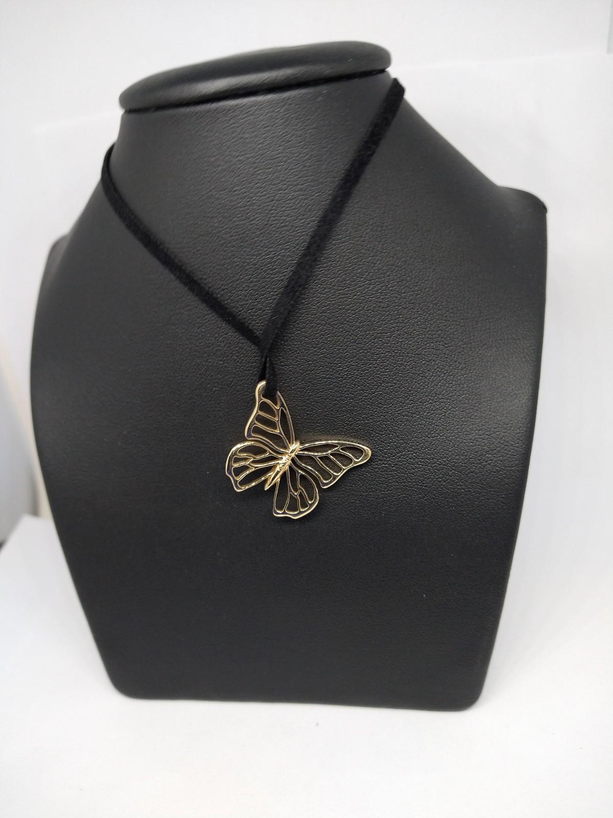 Collier pendentif papillon de papillon en or jaune 14 carats en vente 5