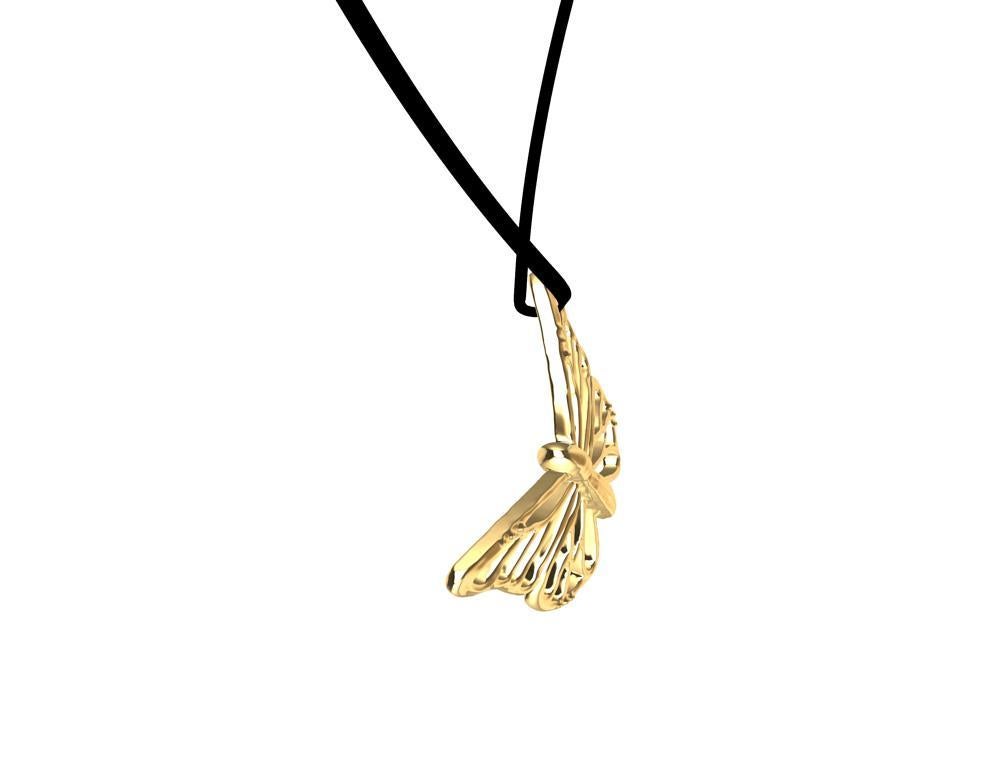 Contemporary 14 Karat Yellow Gold Monarch Butterfly Pendant Necklace For Sale