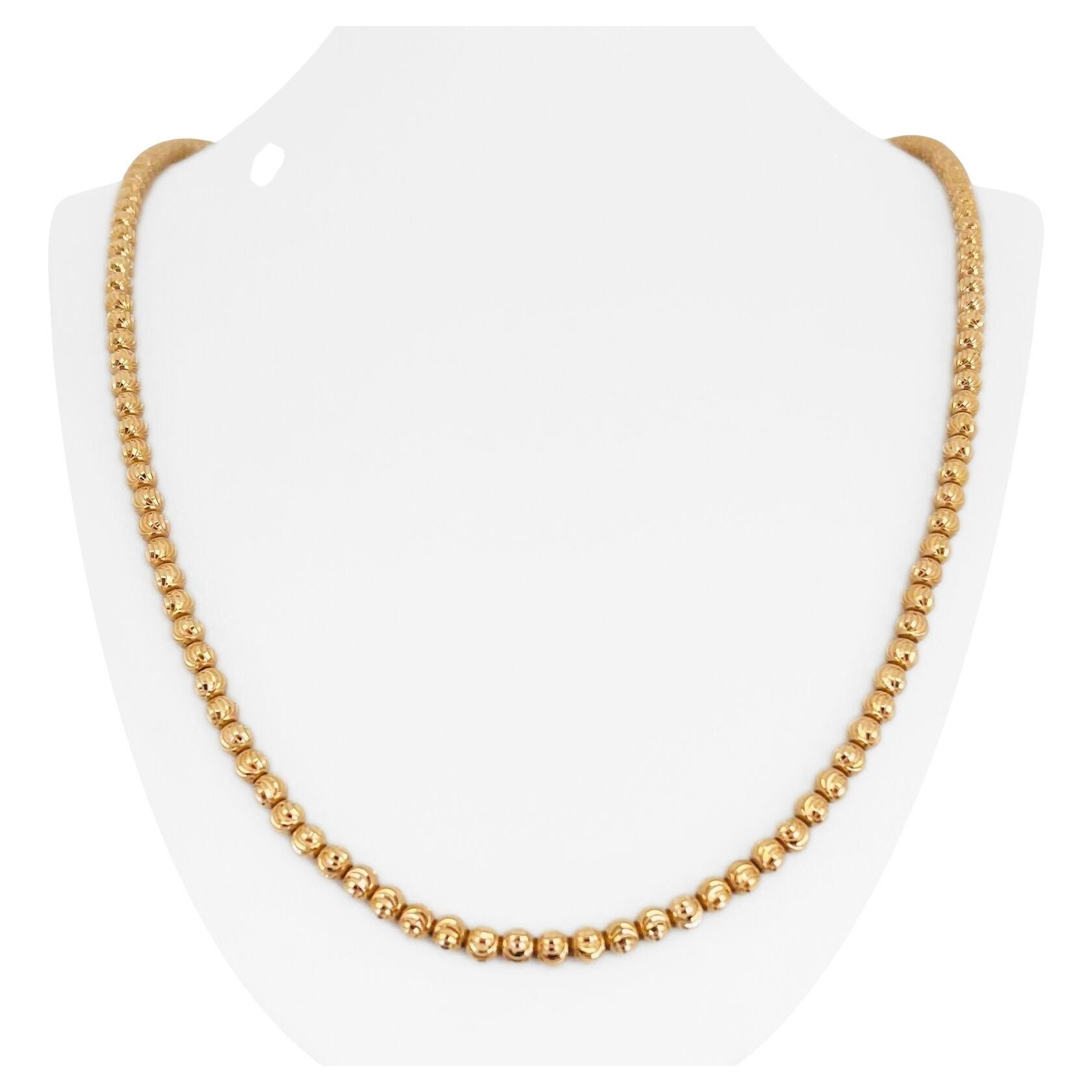 Cartier Yellow Gold 18 Karat Ball Bead Link High Polish Chain Necklace For Sale at 1stDibs