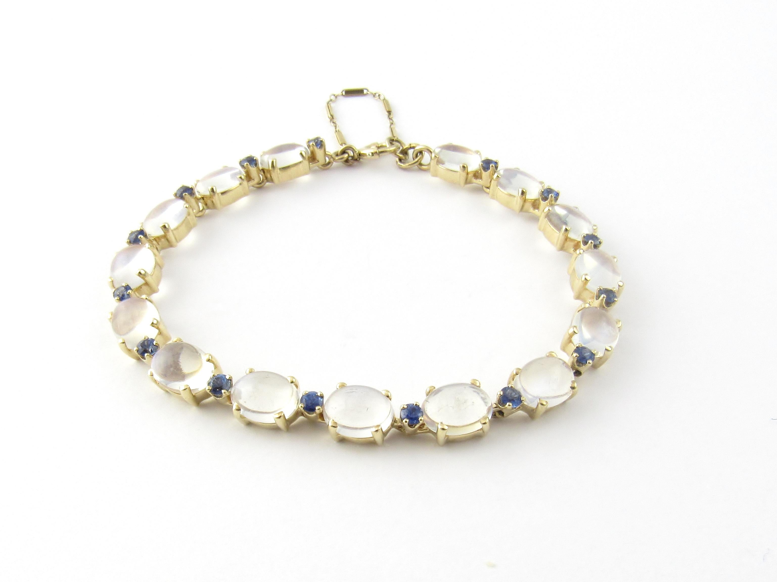 Oval Cut 14 Karat Yellow Gold Moonstone and Sapphire Bracelet