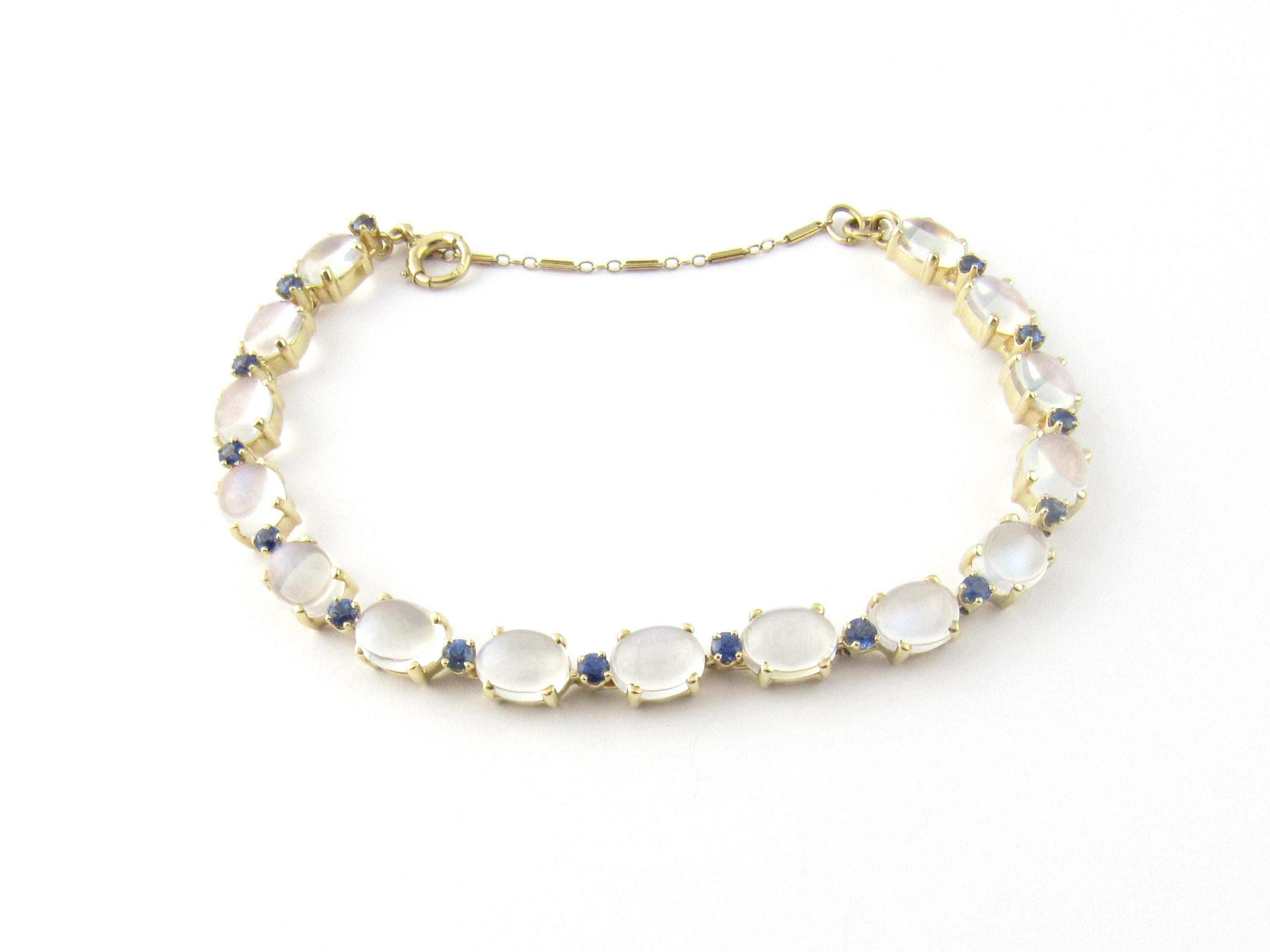 Women's 14 Karat Yellow Gold Moonstone and Sapphire Bracelet
