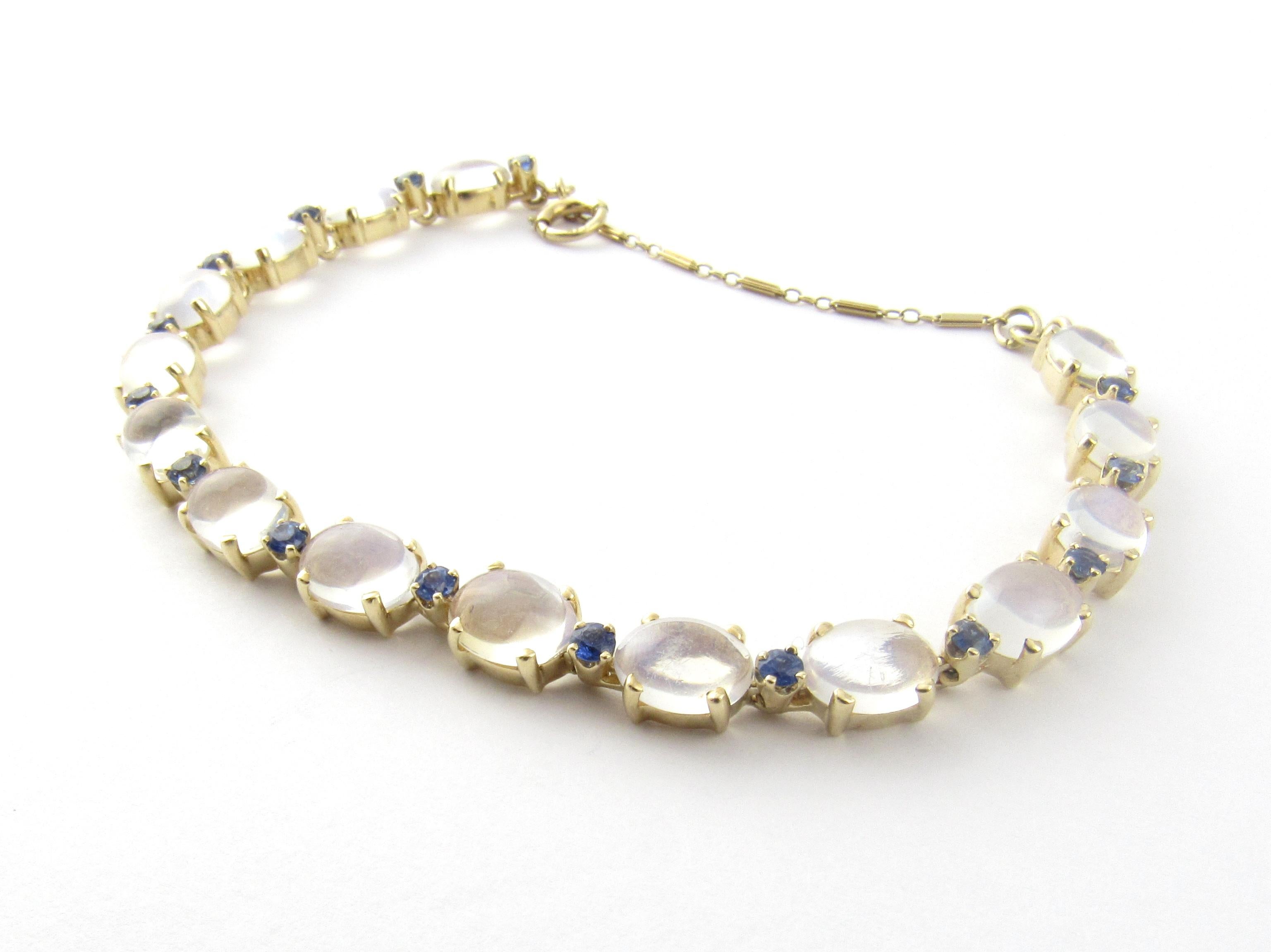 14 Karat Yellow Gold Moonstone and Sapphire Bracelet 1