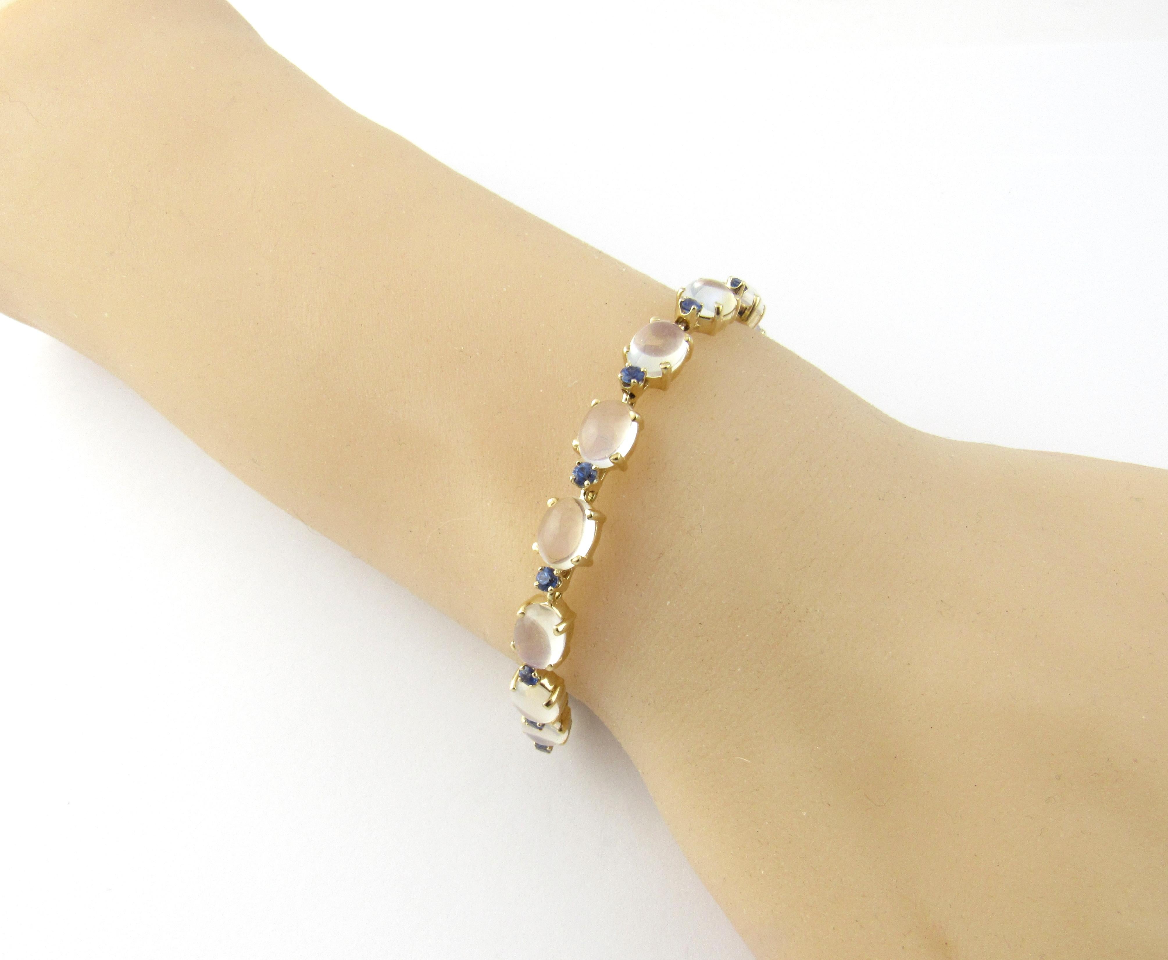 14 Karat Yellow Gold Moonstone and Sapphire Bracelet 2