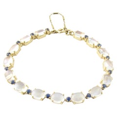 14 Karat Yellow Gold Moonstone and Sapphire Bracelet