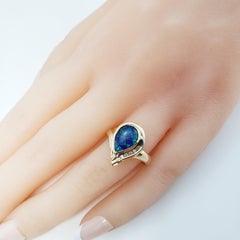 14 Karat Yellow Gold Mosaic Opal and Diamond Ring Size 7.25