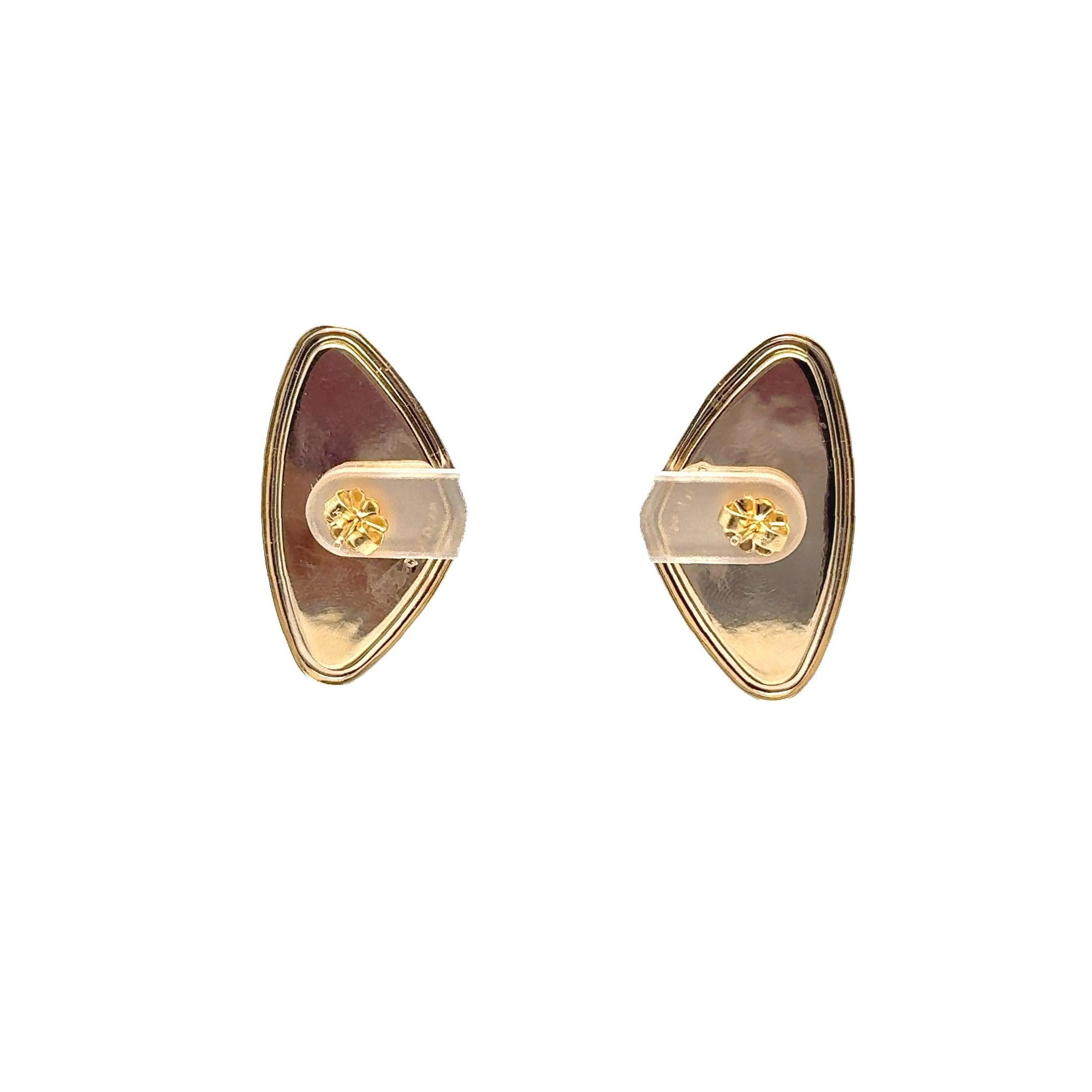 14 Karat Yellow Gold Mosaic Opal Earrings with Pierced Post Backings In condizioni buone in vendita a Coral Gables, FL