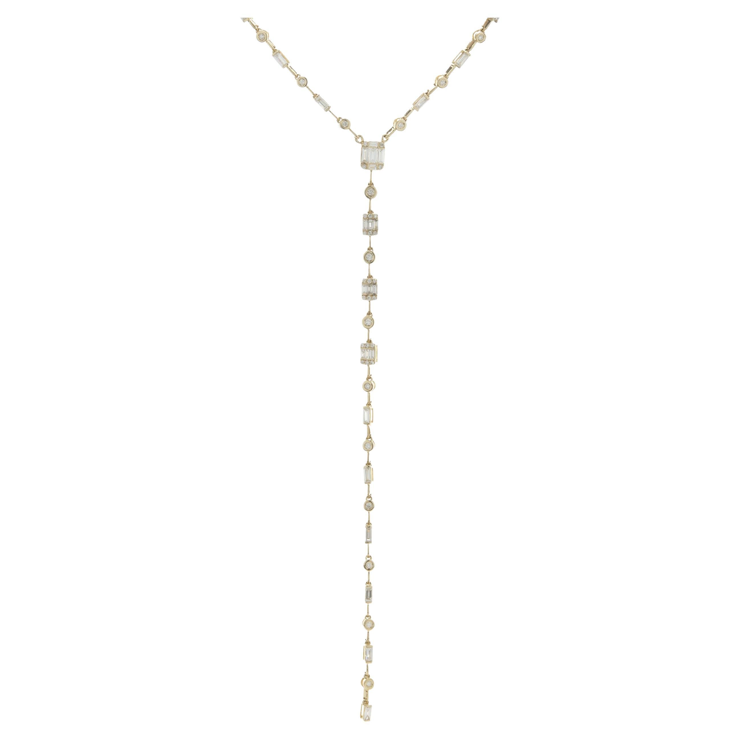14 Karat Yellow Gold Diamond "Cocoon" Lariat Necklace by R. Reiss For