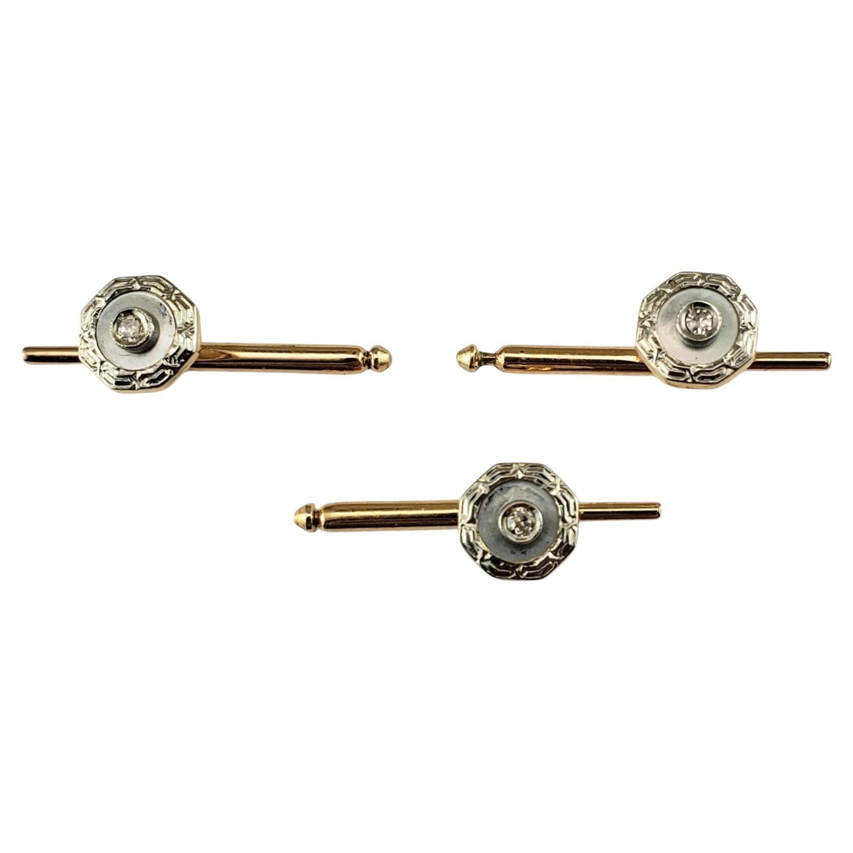 Set di 3 bottoni in oro giallo 14 carati con madreperla e diamanti #19935