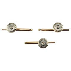 14 Karat Yellow Gold Mother of Pearl and Diamond Buttons Set of 3 #19935