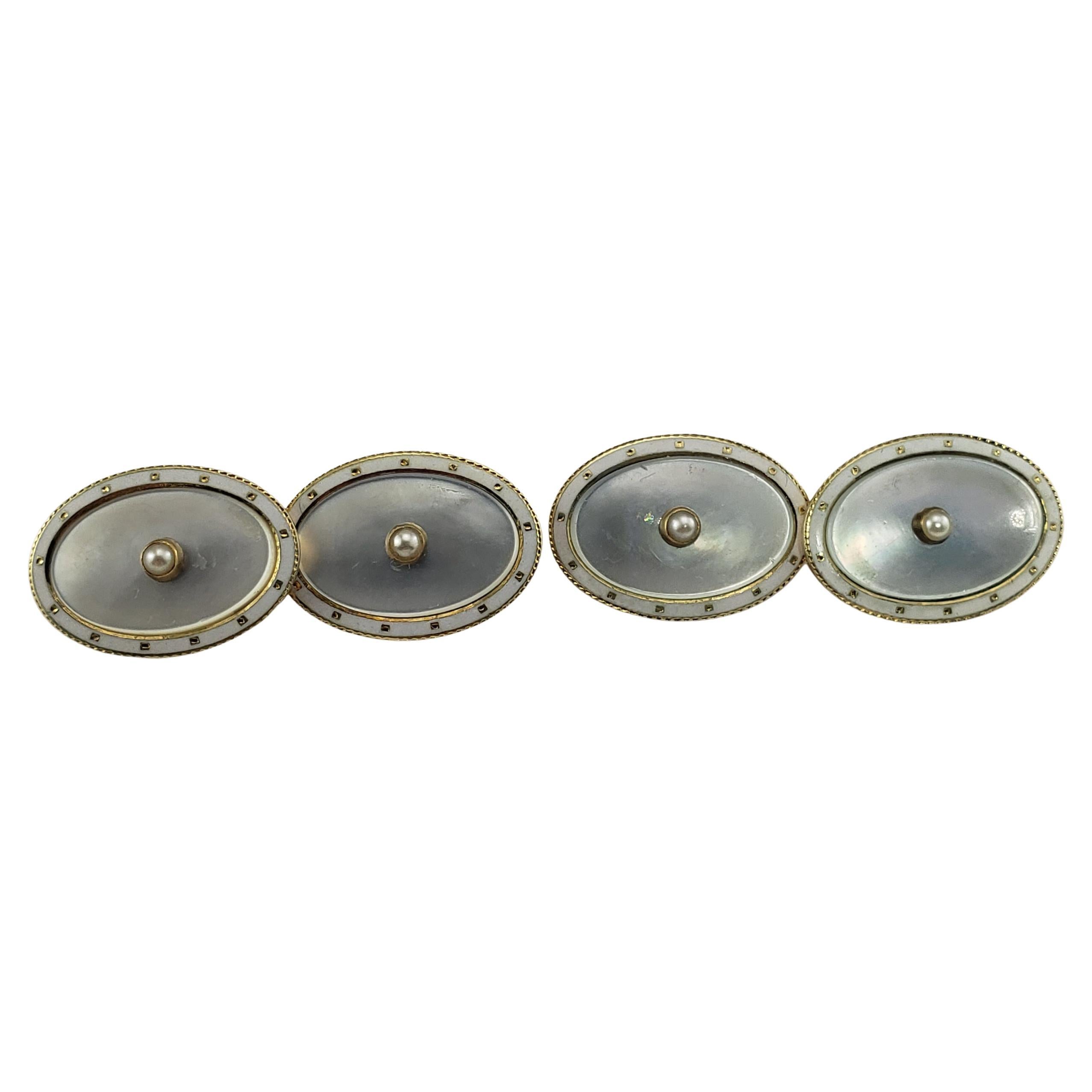 14 Karat Yellow Gold Mother of Pearl and Pearl Cufflinks For Sale at  1stDibs | vintage mother of pearl cufflinks