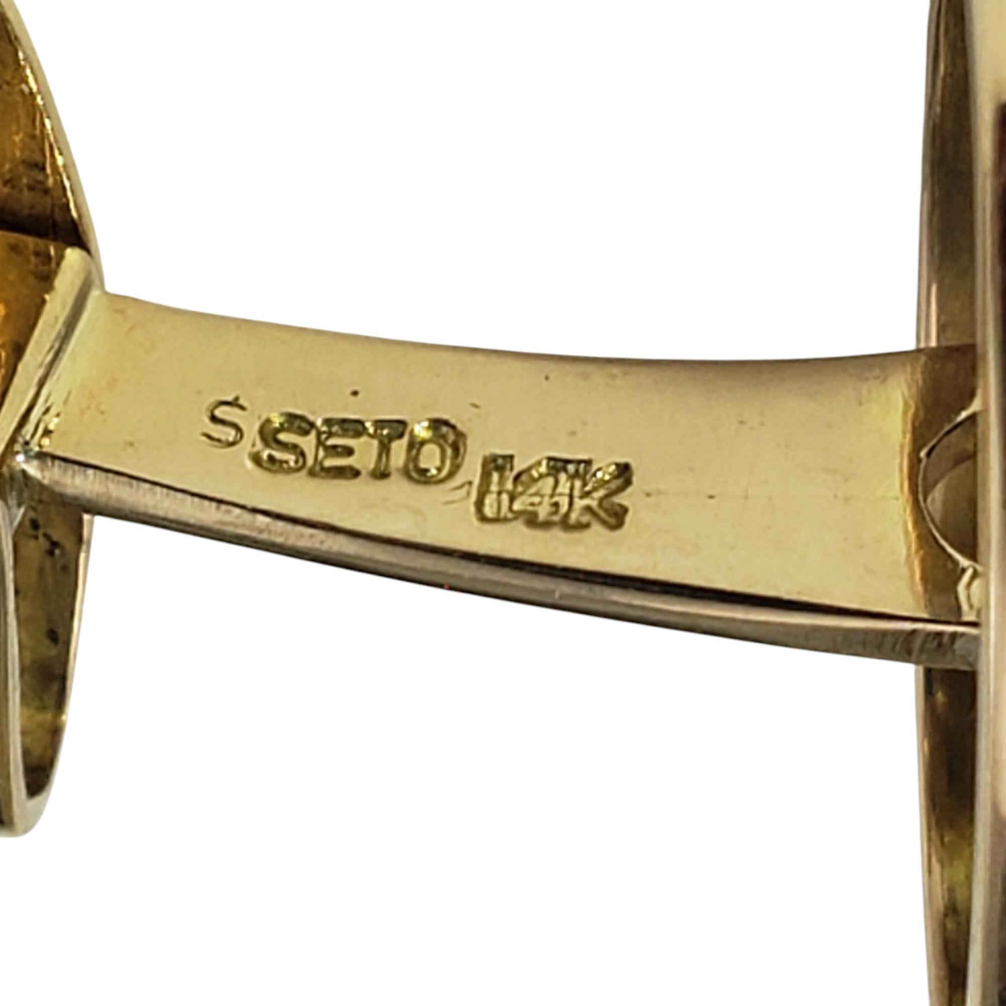 Men's 14 Karat Yellow Gold Mother of Pearl and Sapphire Cufflinks #19910 For Sale