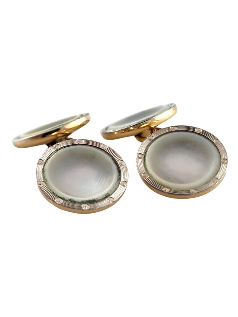 Boutons de manchette 1930 en nacre grise - Boutons de Manchette
