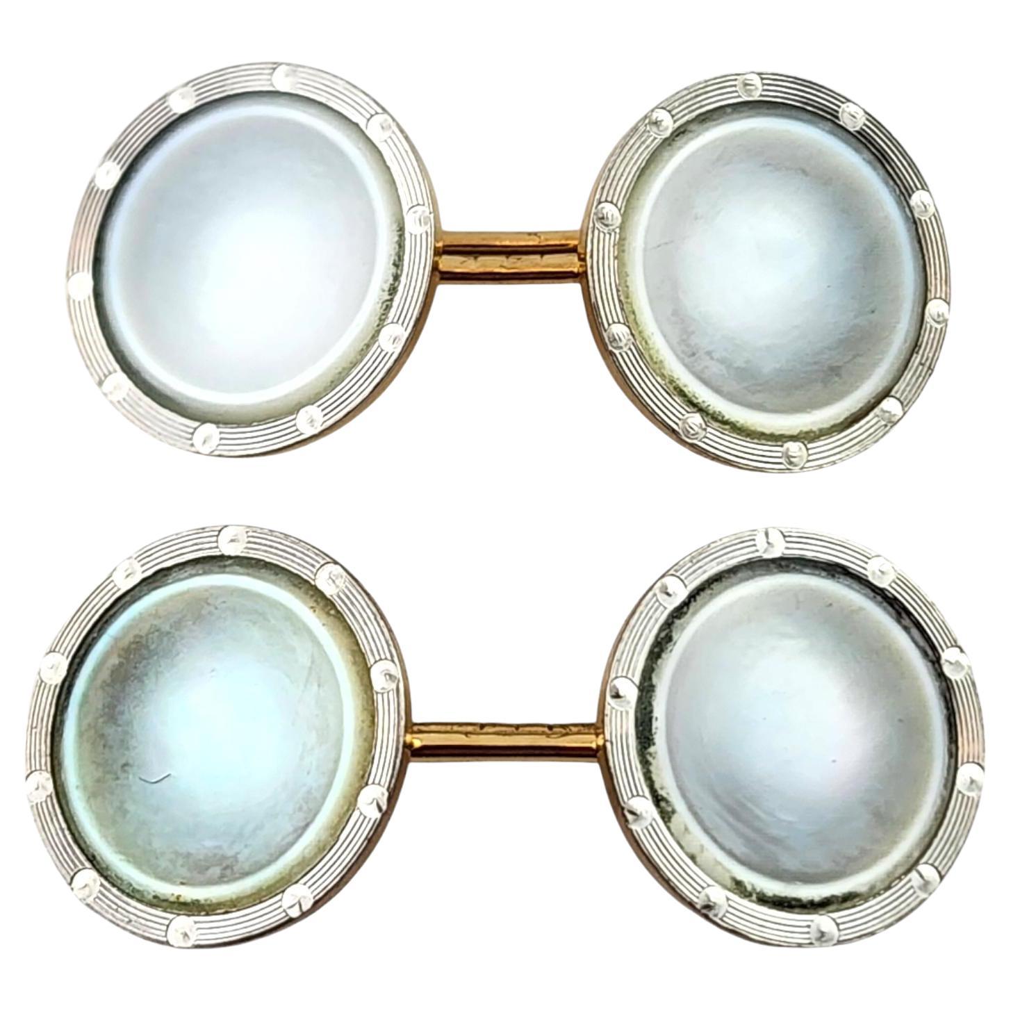 14 Karat Yellow Gold Mother of Pearl Cufflinks #18544