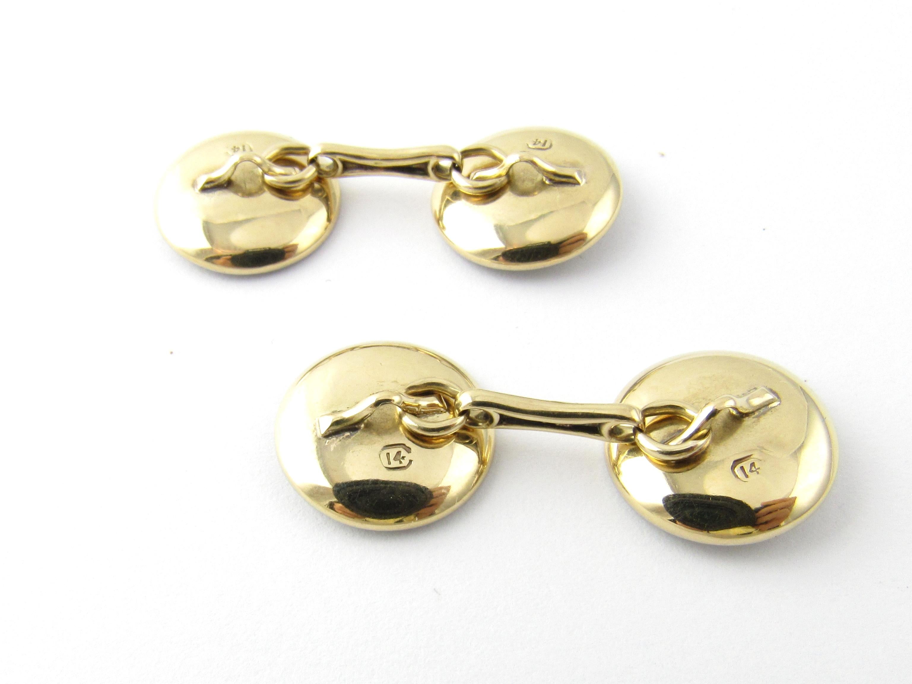Cabochon 14 Karat Yellow Gold Mother of Pearl Cufflinks For Sale
