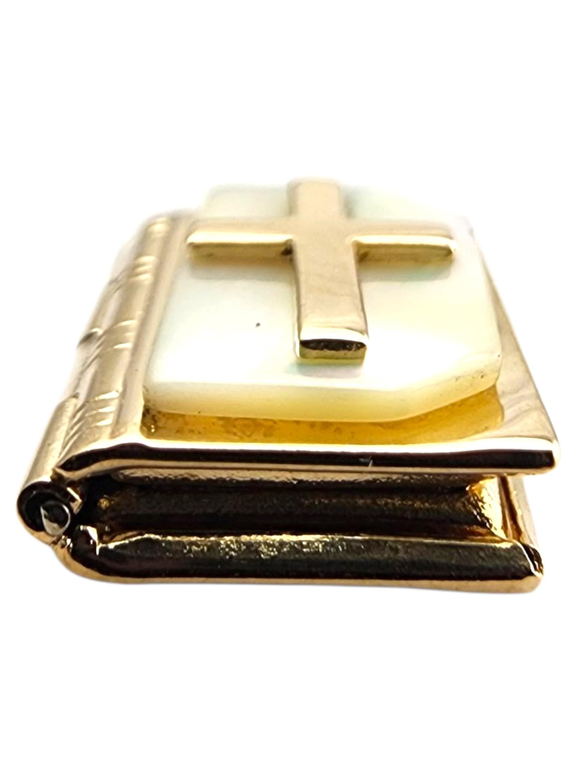 Charm biblico in oro giallo 14 carati con madreperla e preghiera del Signore #23926 in vendita 4