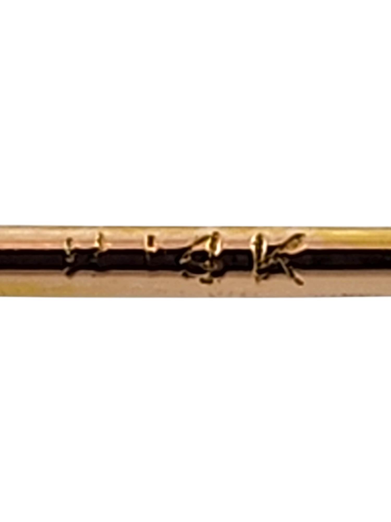 14 Karat Yellow Gold Mother of Pearl & Red Faceted Stone Pin #19808 For Sale 3
