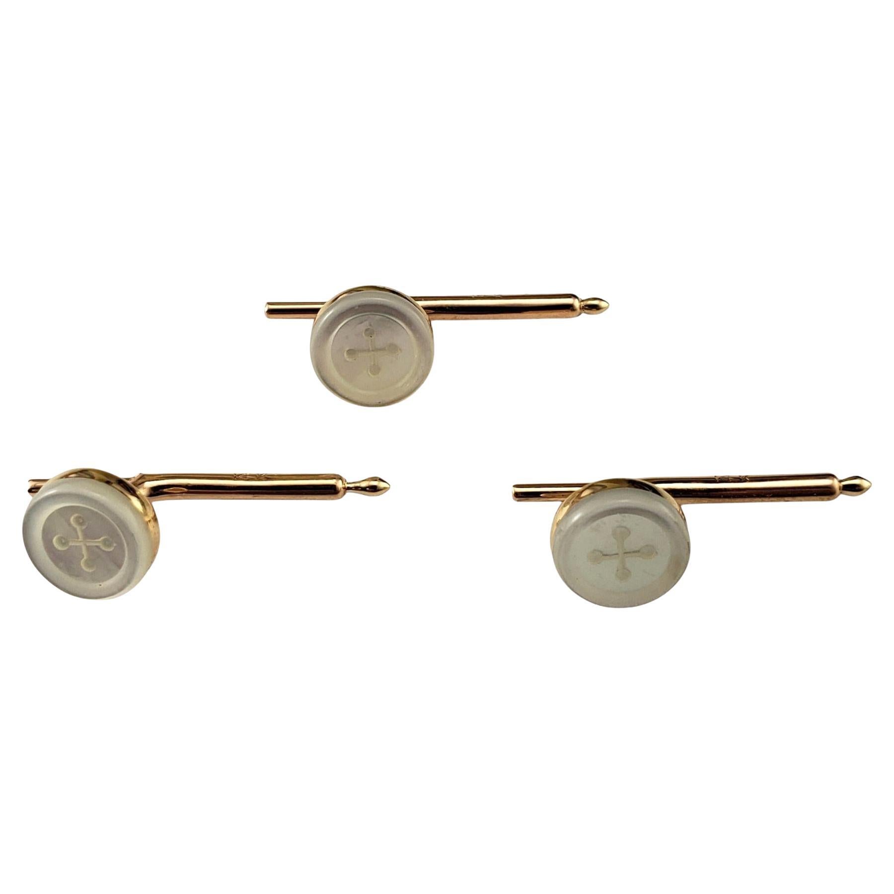 14 Karat Yellow Gold Mother of Pearl Tuxedo Button Set of 3 #21369