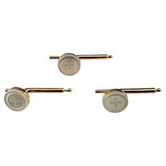 14 Karat Yellow Gold Mother of Pearl Tuxedo Button Set of 3 #21369