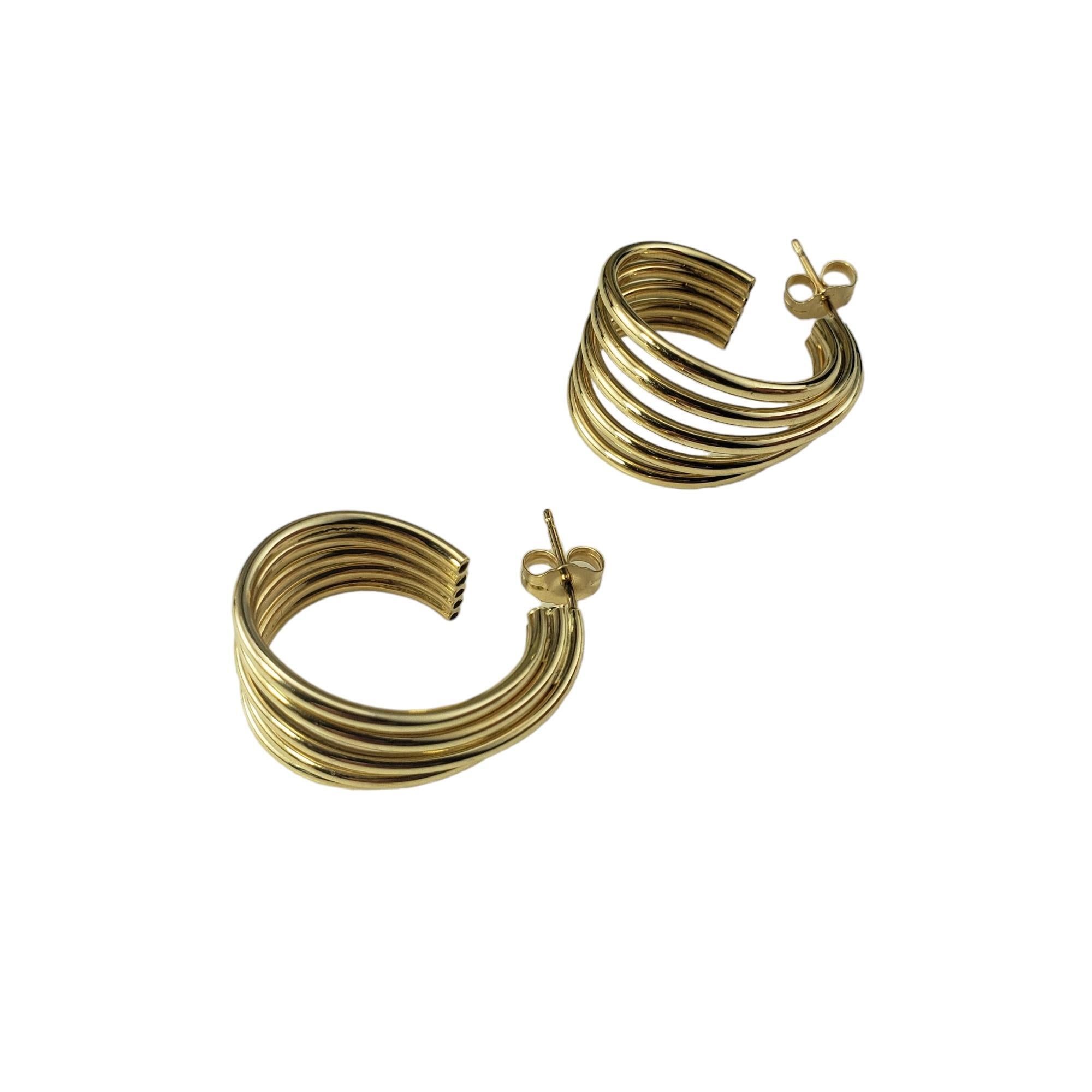 Women's 14 Karat Yellow Gold Multi Band Hoop Earrings #16921 For Sale
