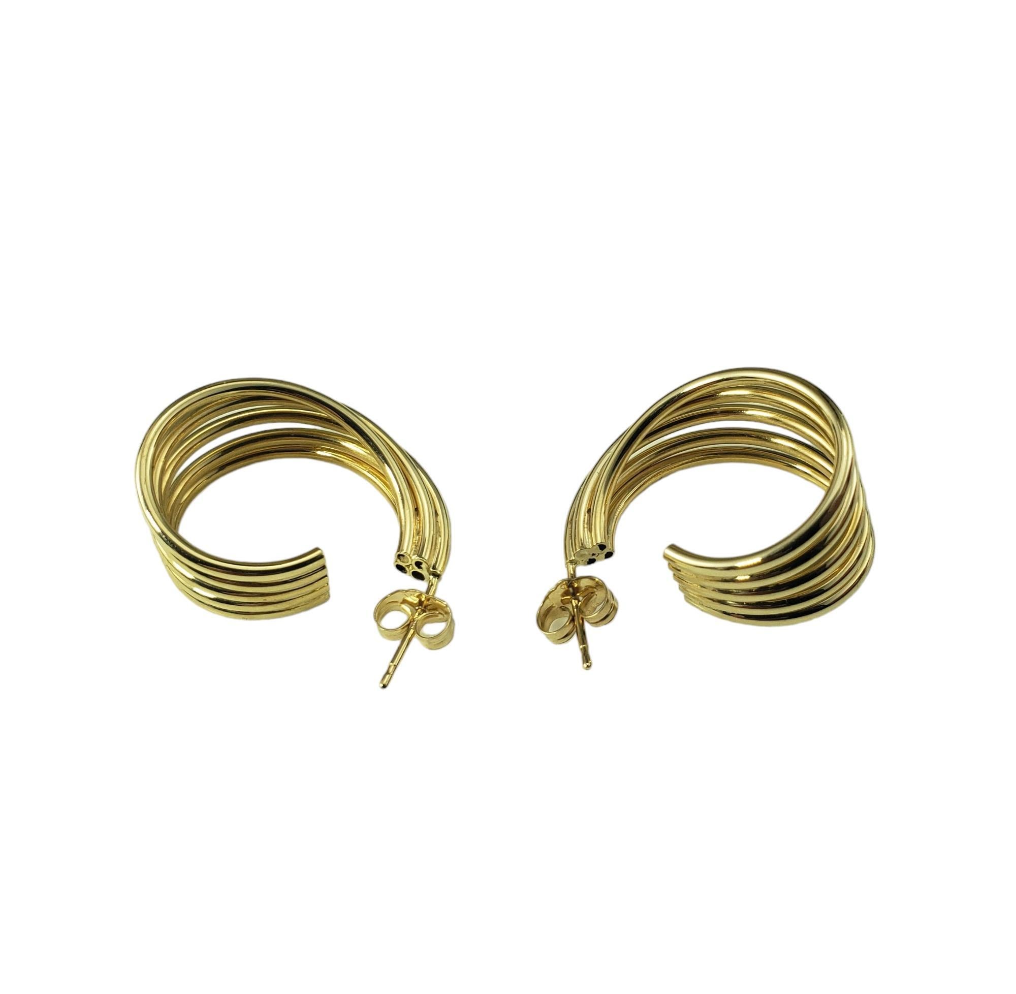14 Karat Yellow Gold Multi Band Hoop Earrings #16921 For Sale 1