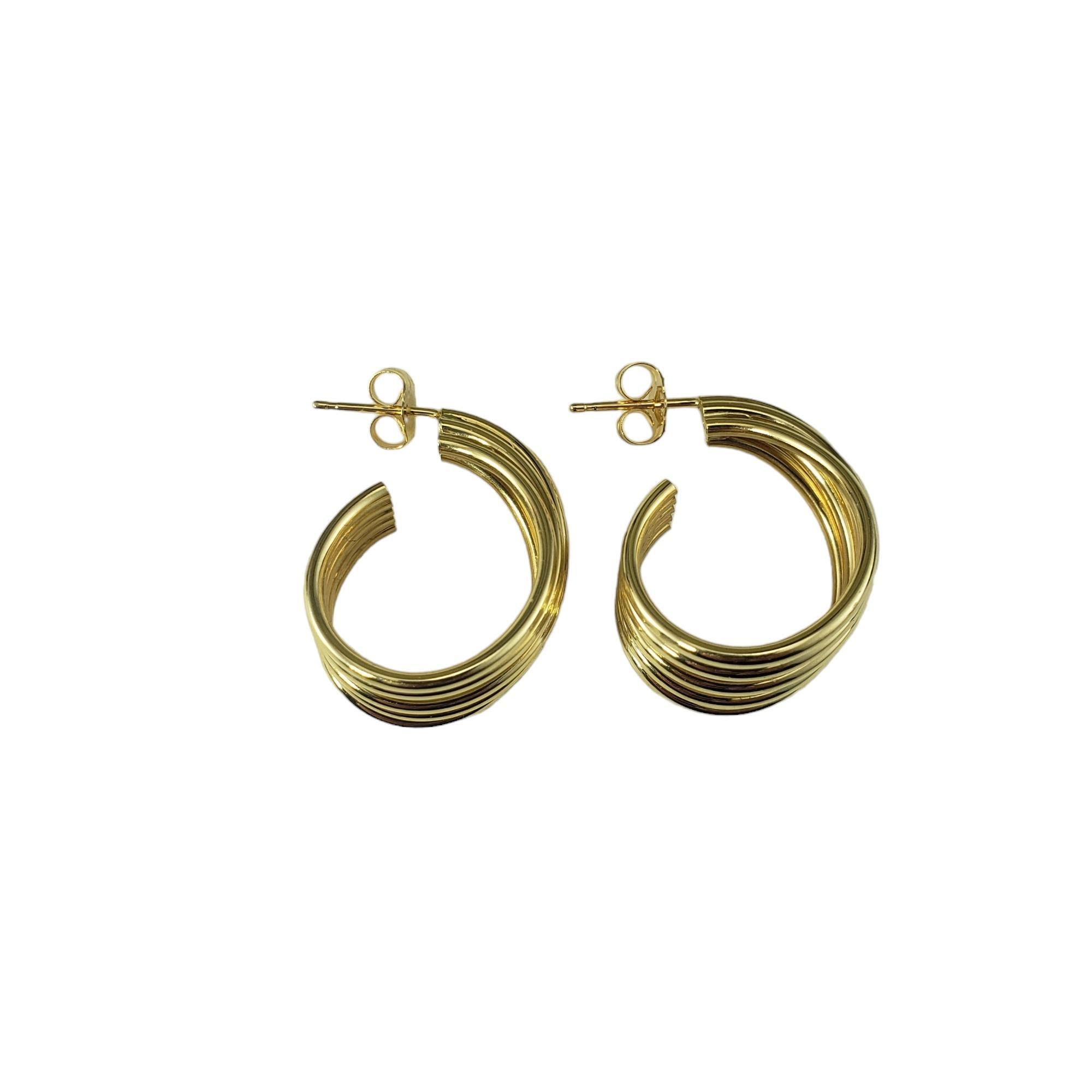 14 Karat Yellow Gold Multi Band Hoop Earrings #16921 For Sale 2