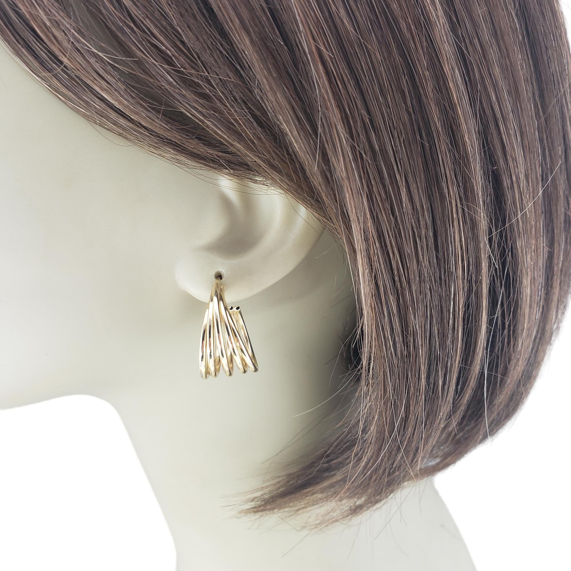 14 Karat Yellow Gold Multi Band Hoop Earrings #16921 For Sale 5