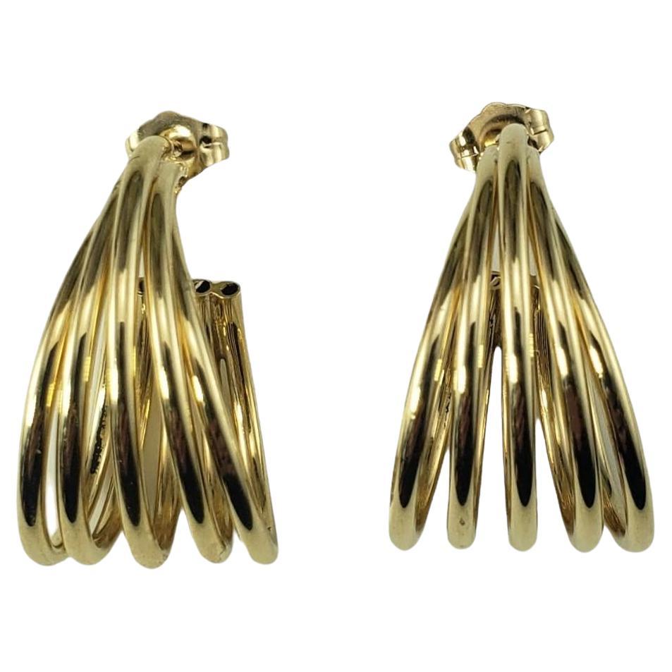 14 Karat Yellow Gold Multi Band Hoop Earrings #16921 For Sale