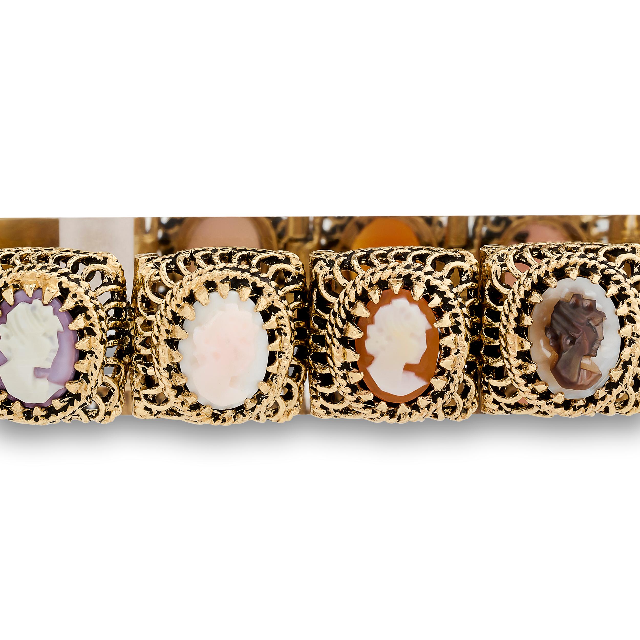 Bracelet filigrane multi-couches en or jaune 14 carats Pour femmes en vente