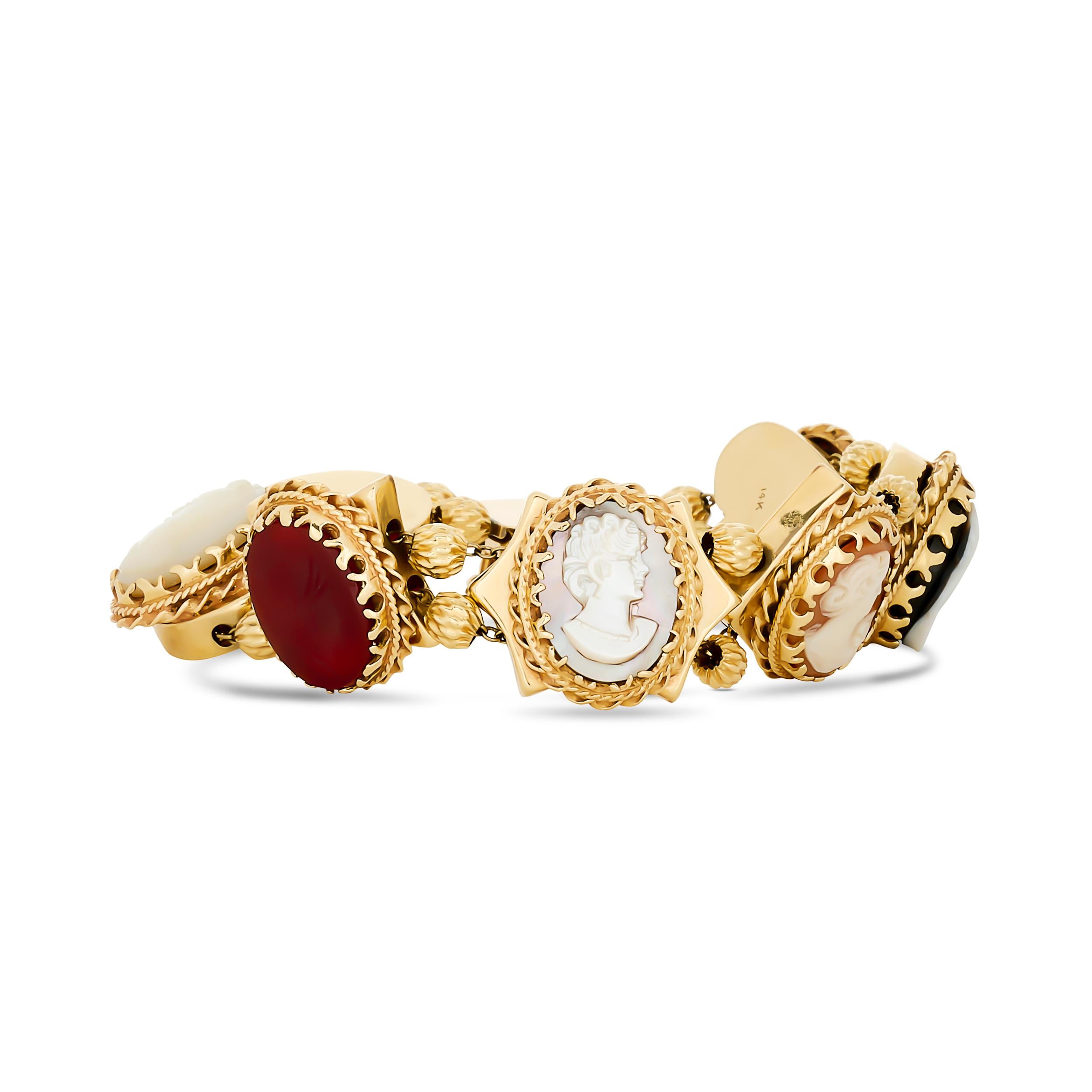 Filigranes 14 Karat Gelbgold Mehr Kamee-Armband Damen im Angebot