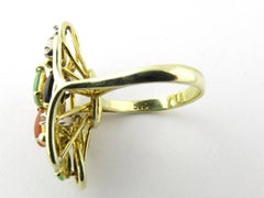 14 Karat Yellow Gold Multi-Color Jade Ring