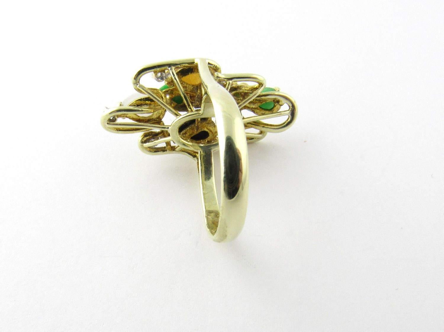 14 Karat Yellow Gold Multi-Color Jade Ring 1