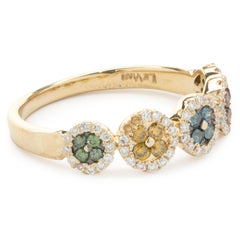 14 Karat Yellow Gold Multi Colored Diamond Band