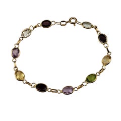 14 Karat Yellow Gold Multi-Colored Gemstone Bracelet #20623