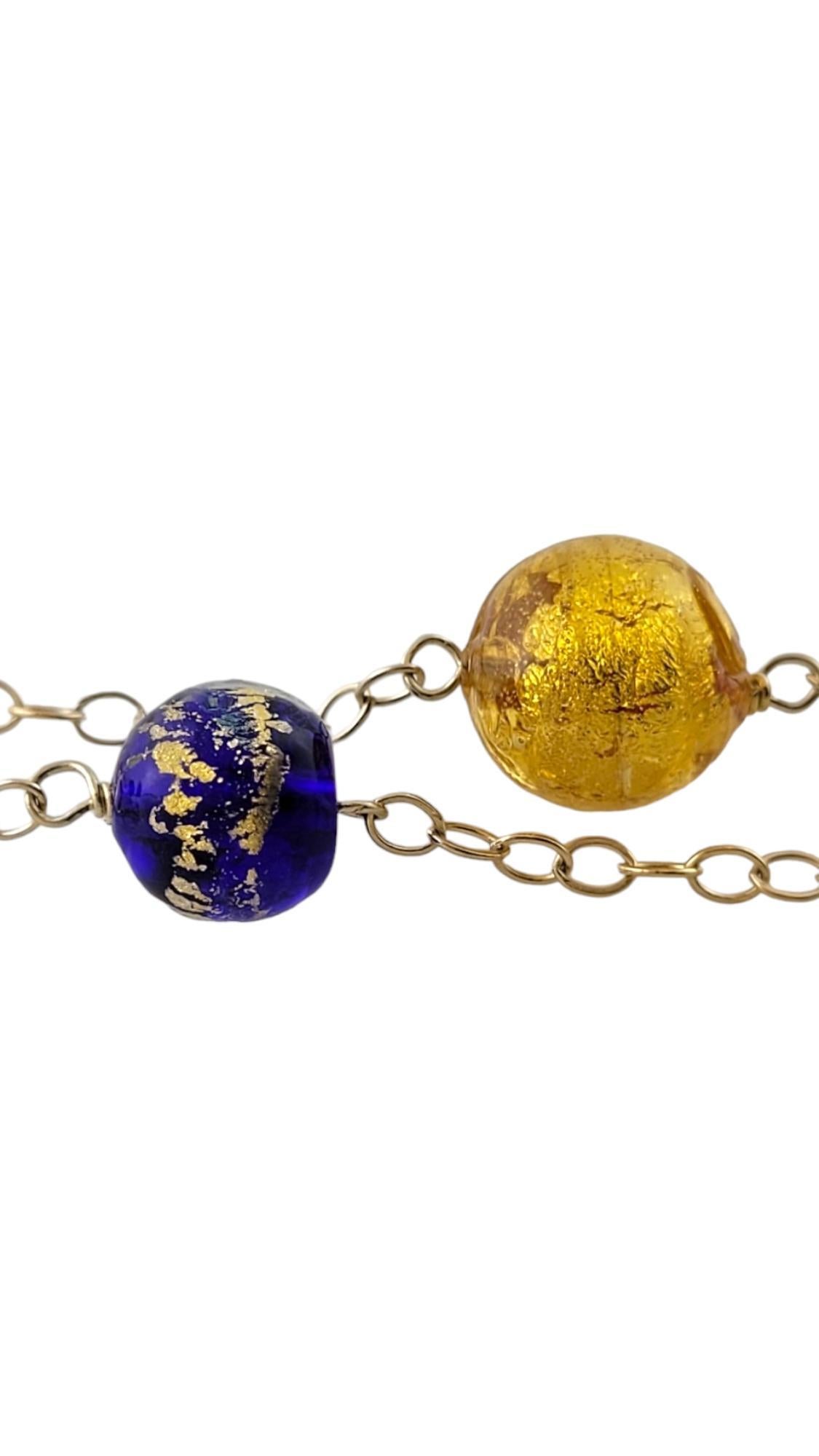 Collier de perles de verre multicolores en or jaune 14 carats 20