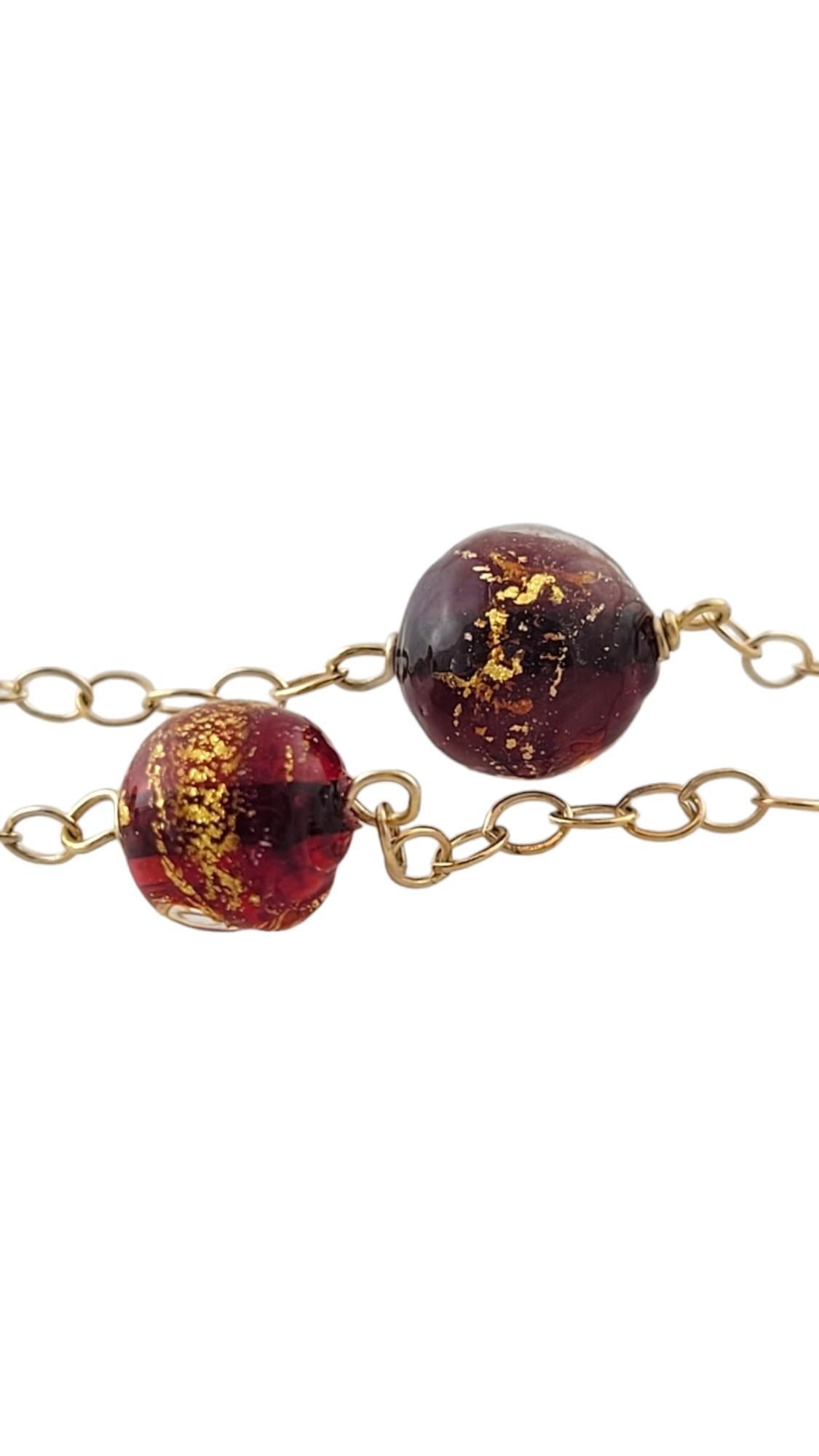 Collier de perles de verre multicolores en or jaune 14 carats 20