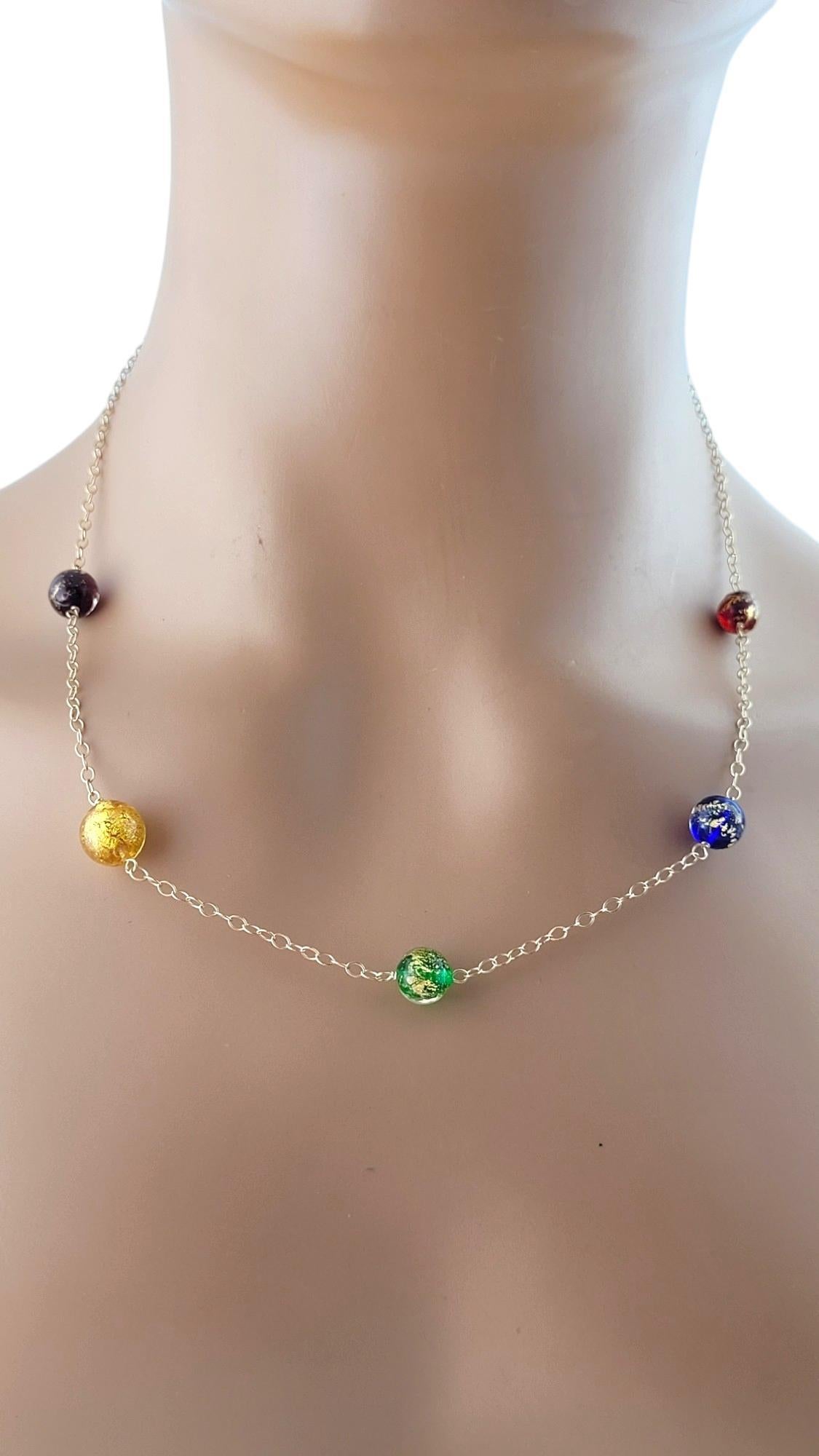 Collier de perles de verre multicolores en or jaune 14 carats 20